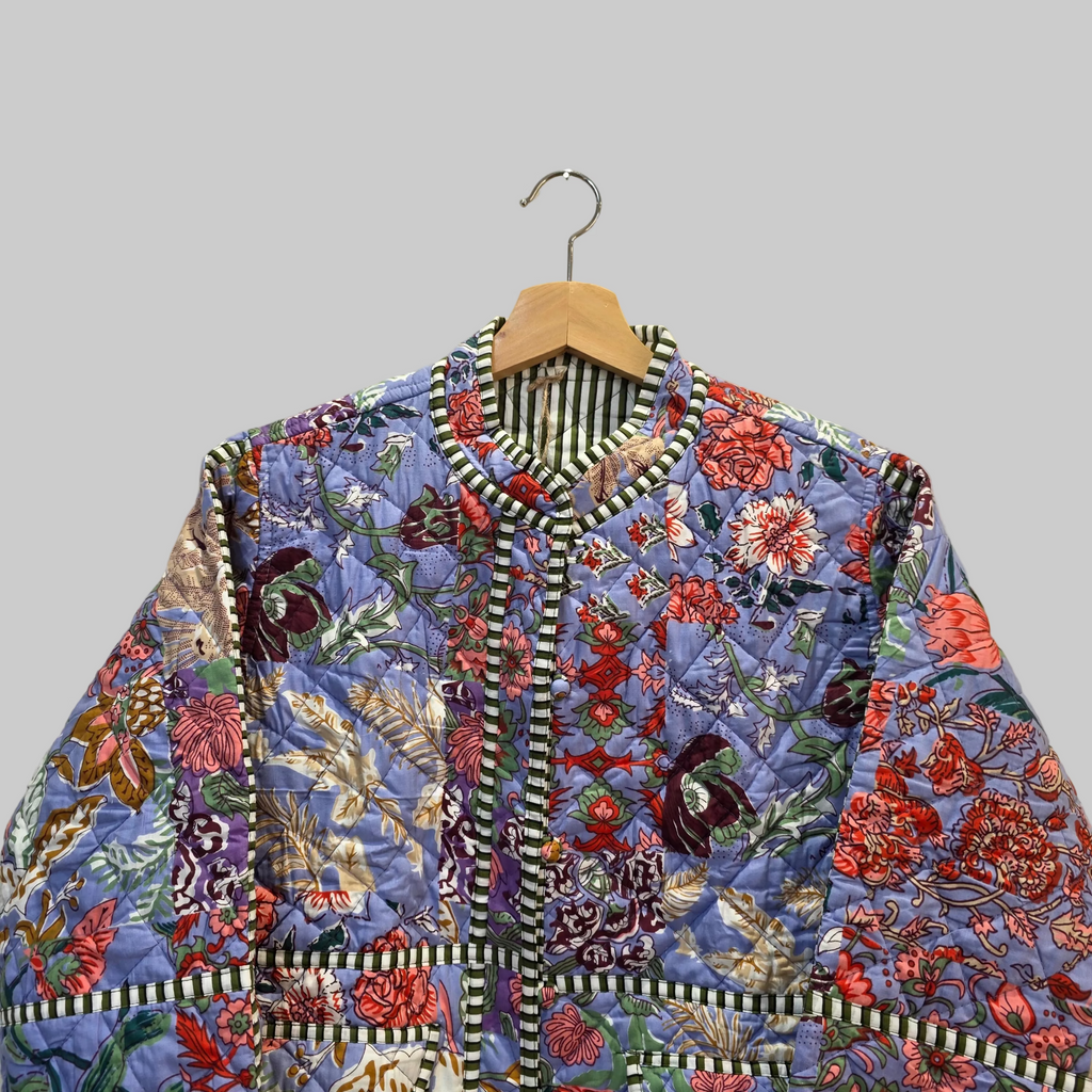 Handblock printed reversible jacket
