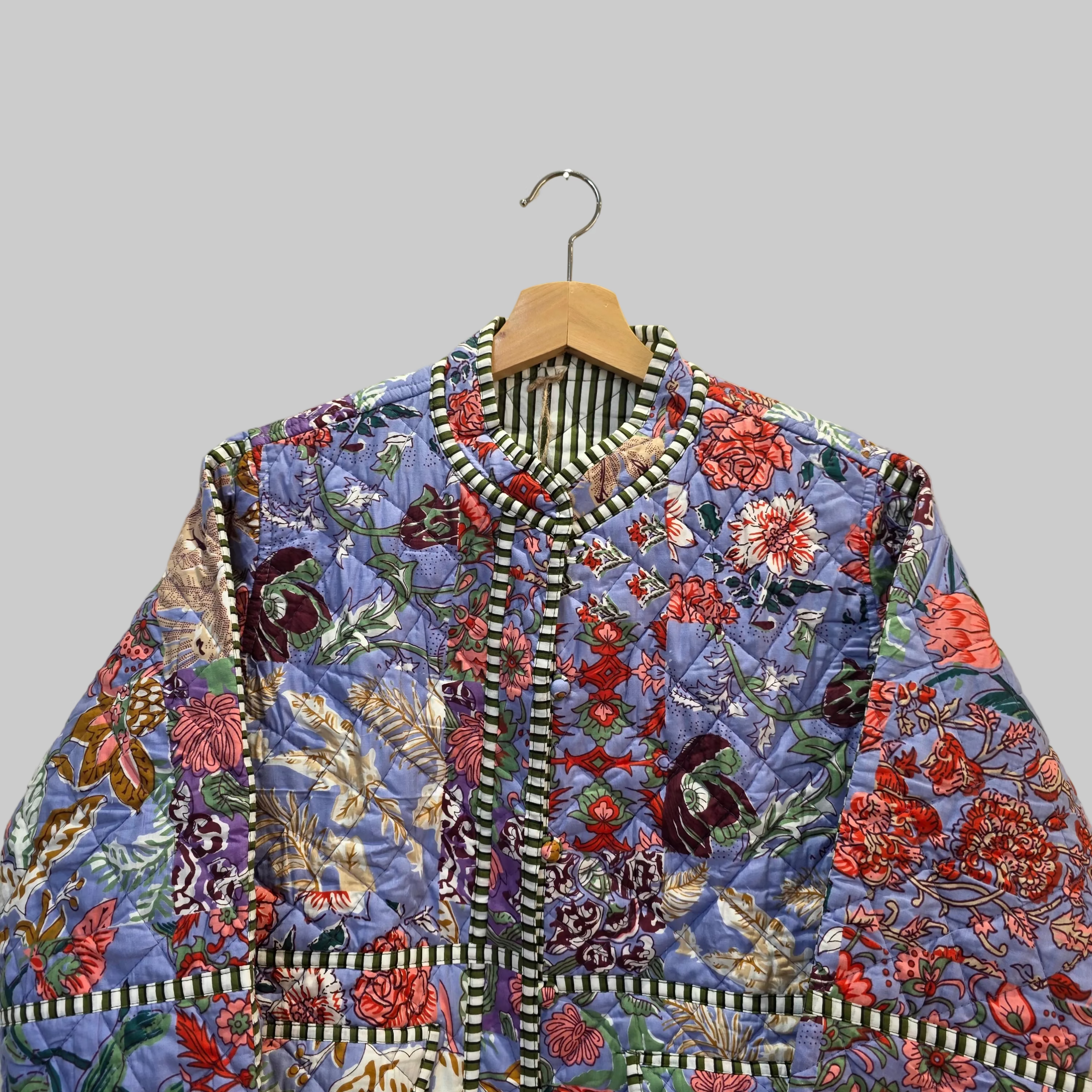Handblock printed reversible jacket