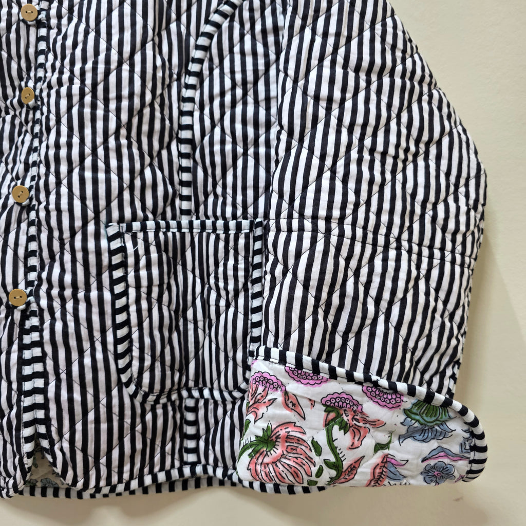 Handblock printed reversible jacket