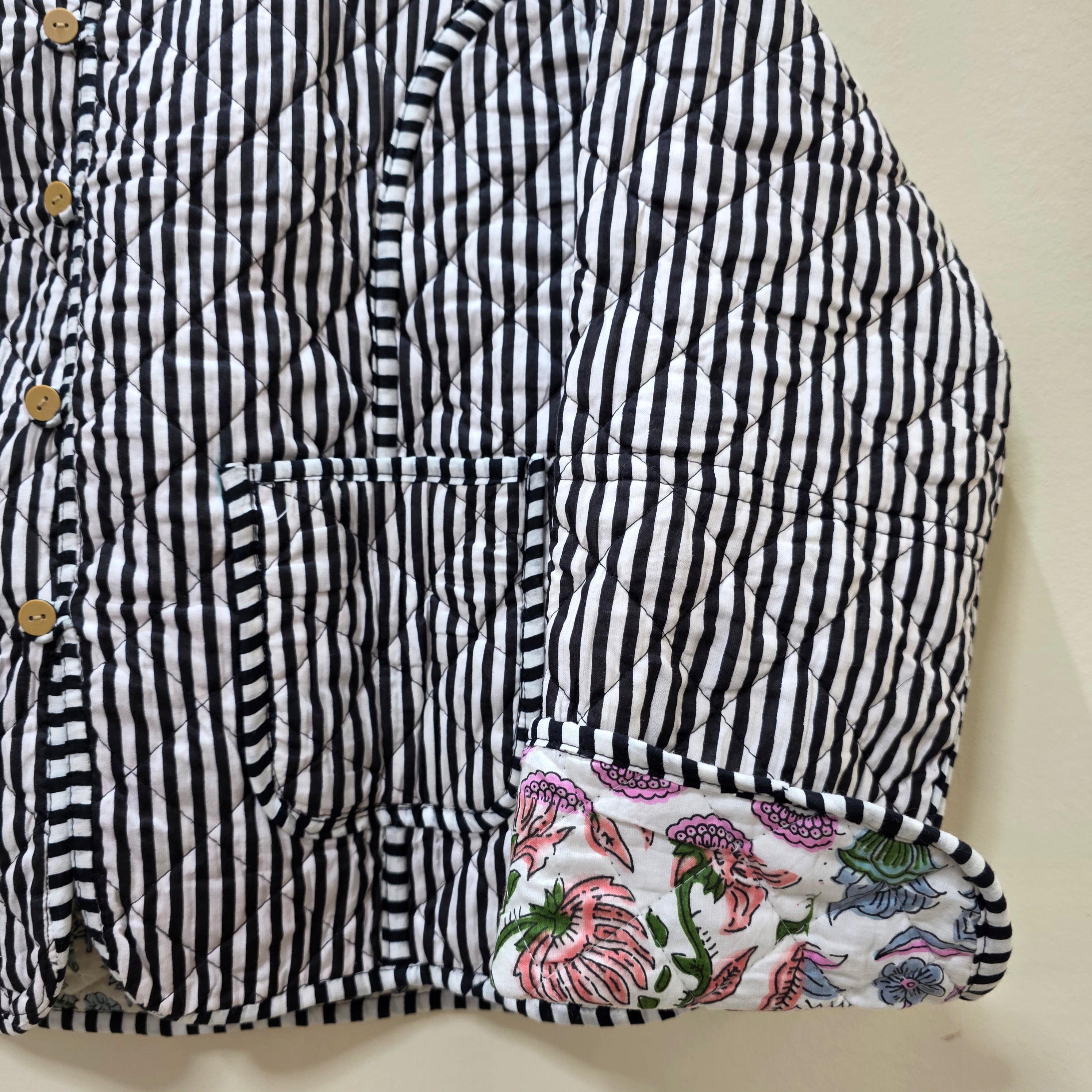 Handblock printed reversible jacket