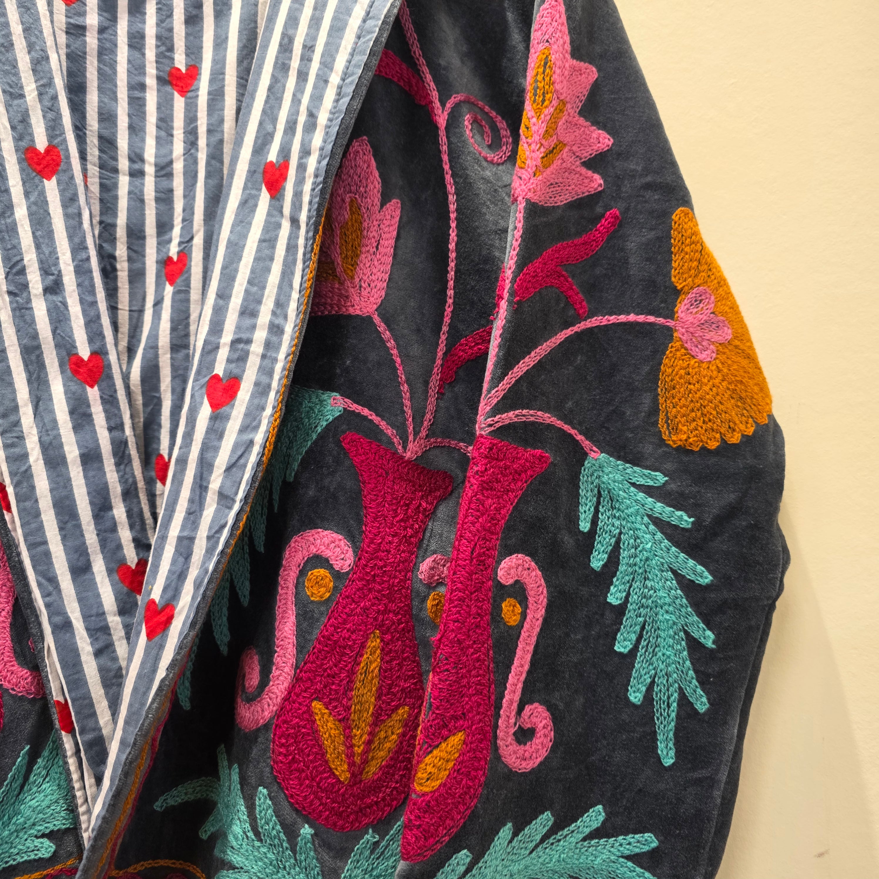 Wine n flowers Velvet Suzani jacket