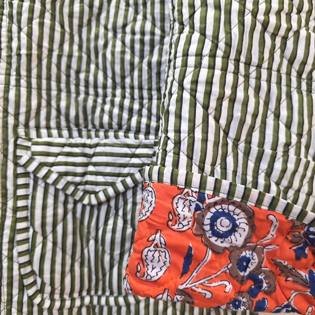 Handblock printed reversible jacket