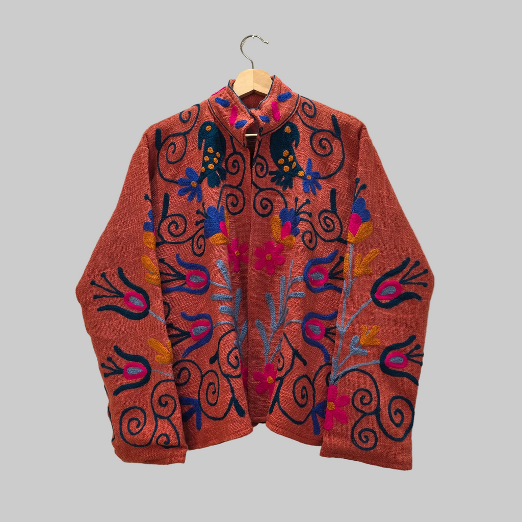 Parrot Jute Suzani jacket