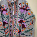 Flower thick Jute Suzani jacket