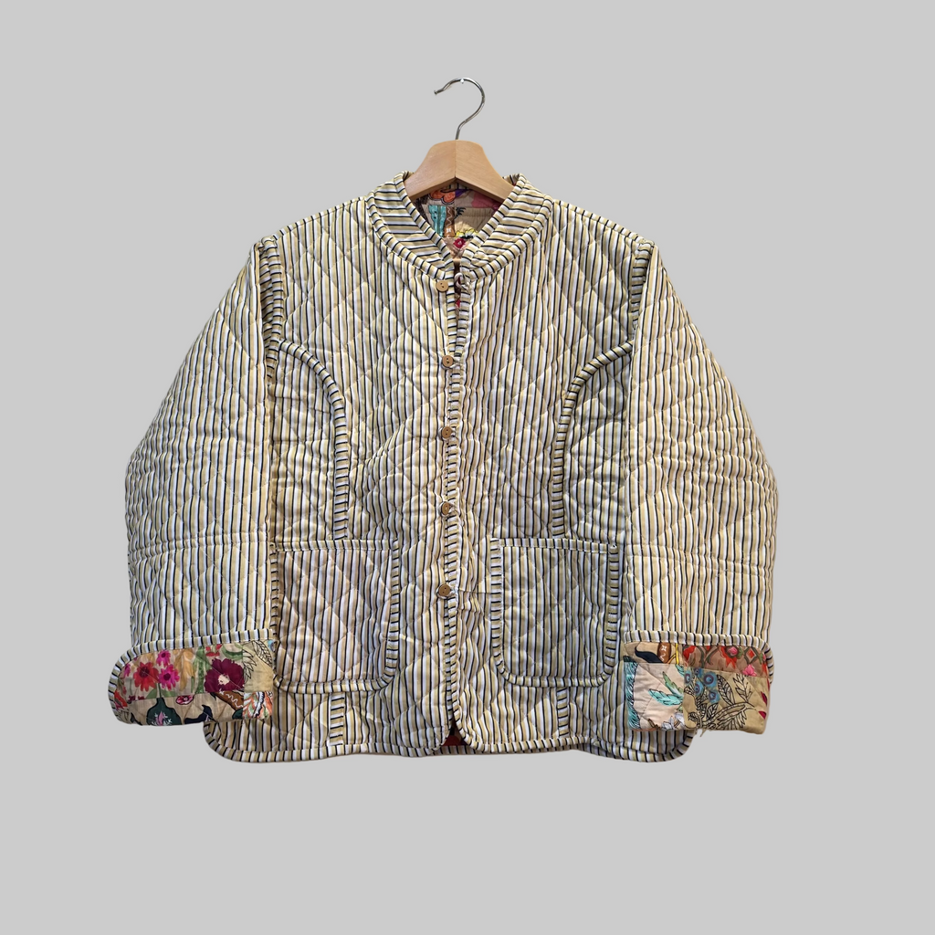 Handblock printed reversible jacket