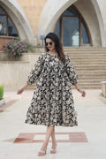 Handblock (Bagru print) Cotton Peplum dress