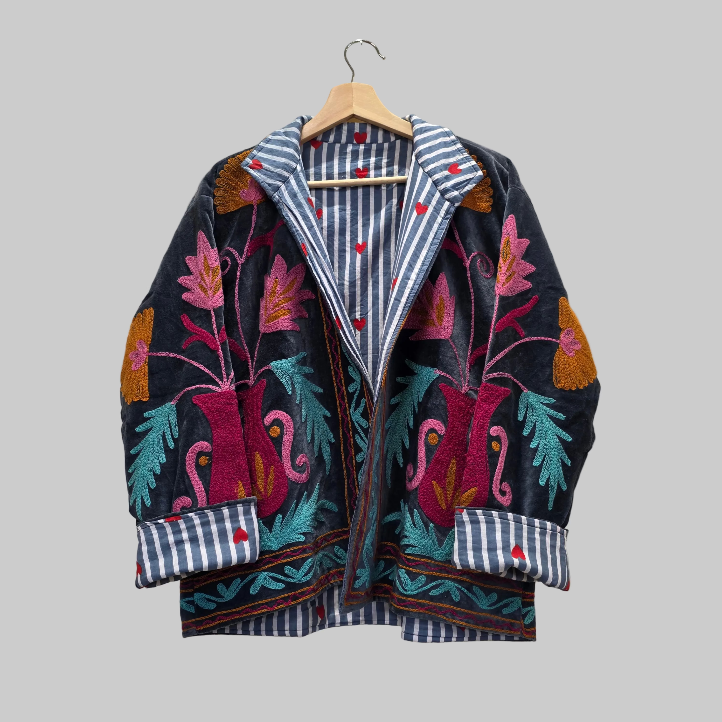 Wine n flowers Velvet Suzani jacket