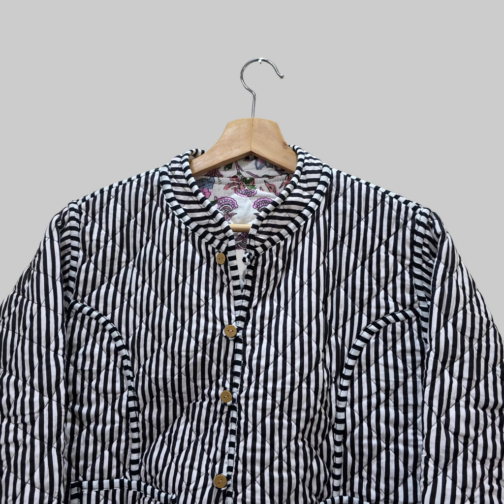 Handblock printed reversible jacket