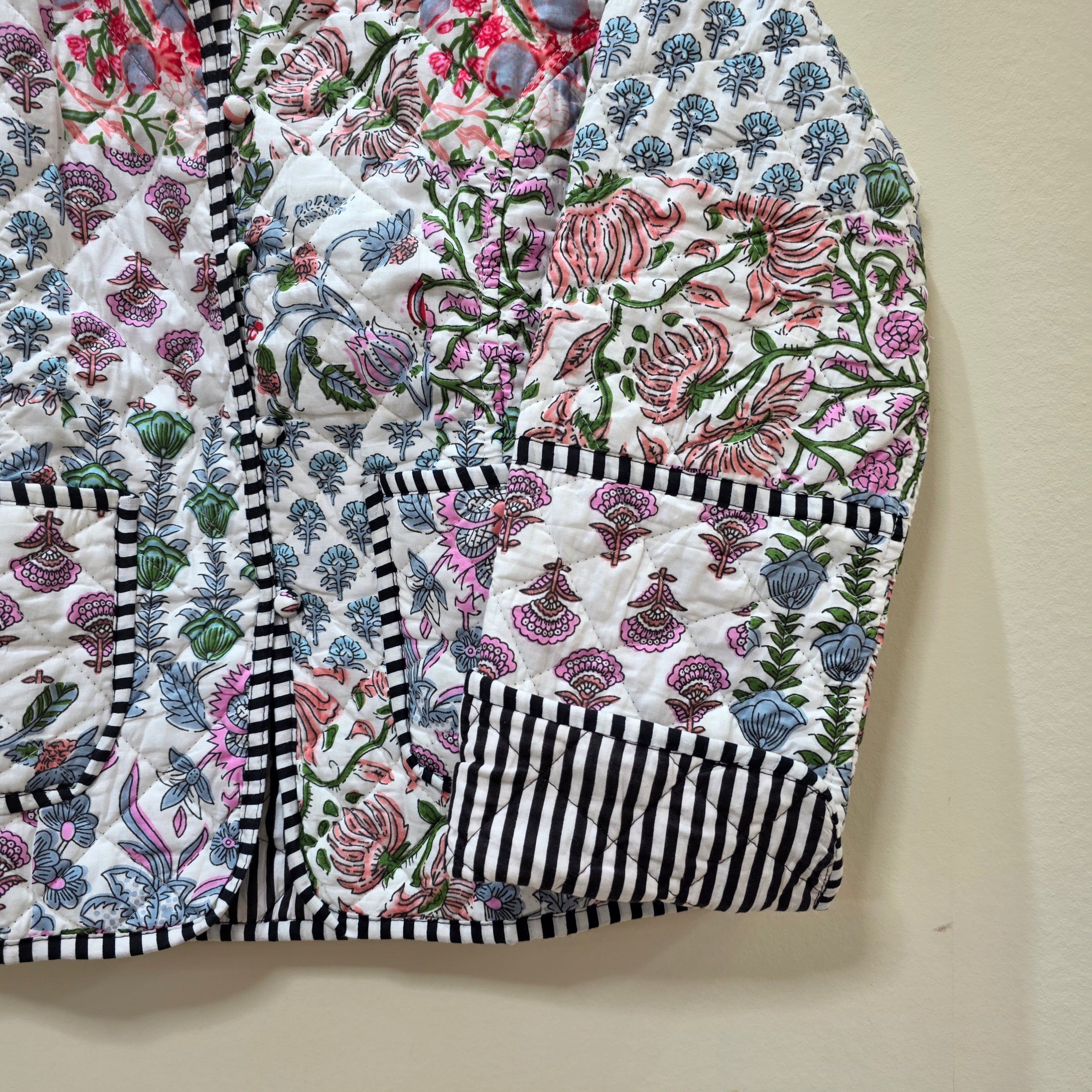 Handblock printed reversible jacket