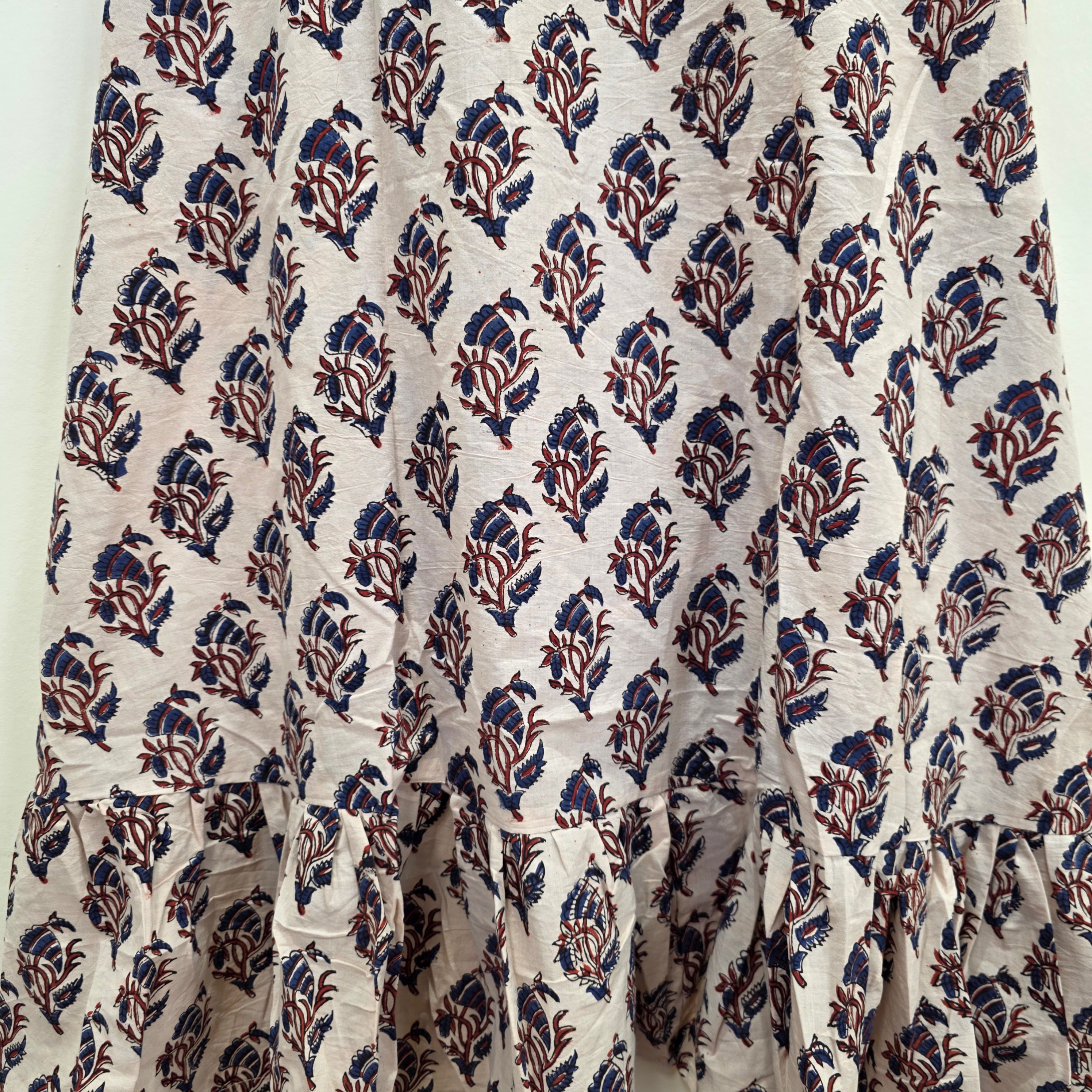 Handblock (Bagru print) Cotton frill dress