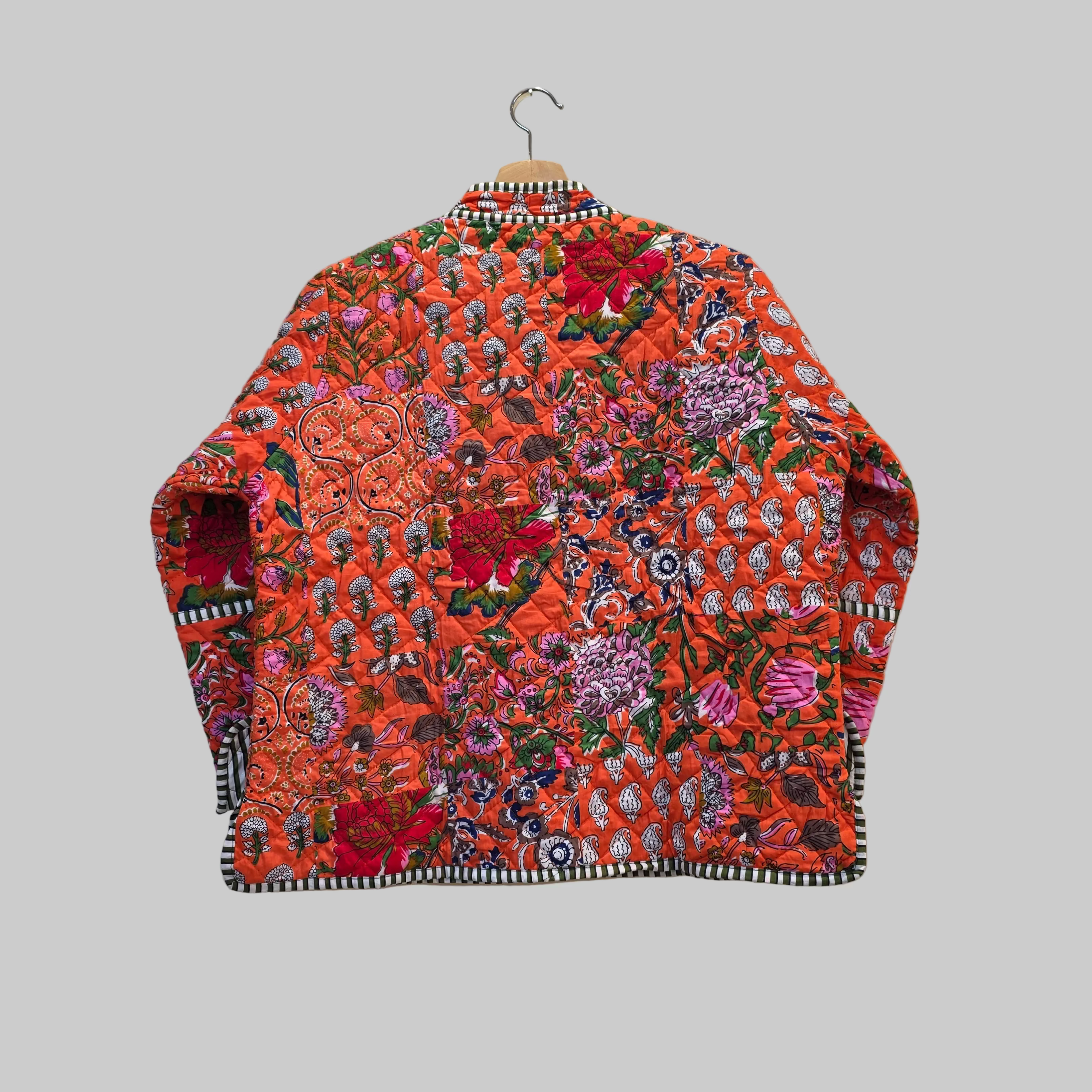 Handblock printed reversible jacket