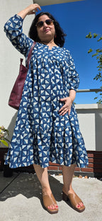 Handblock (Bagru print)Cotton Peplum dress