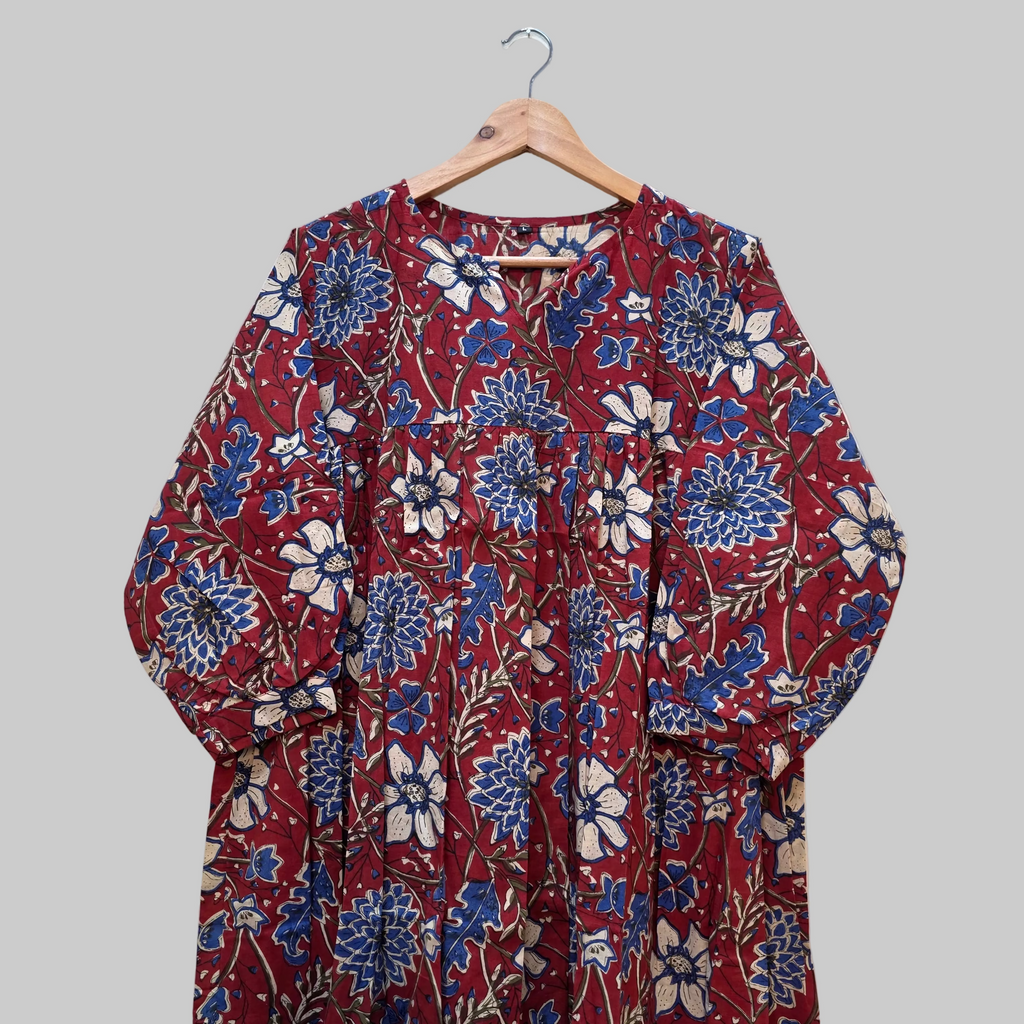 Handblock (Bagru print)Cotton Peplum dress