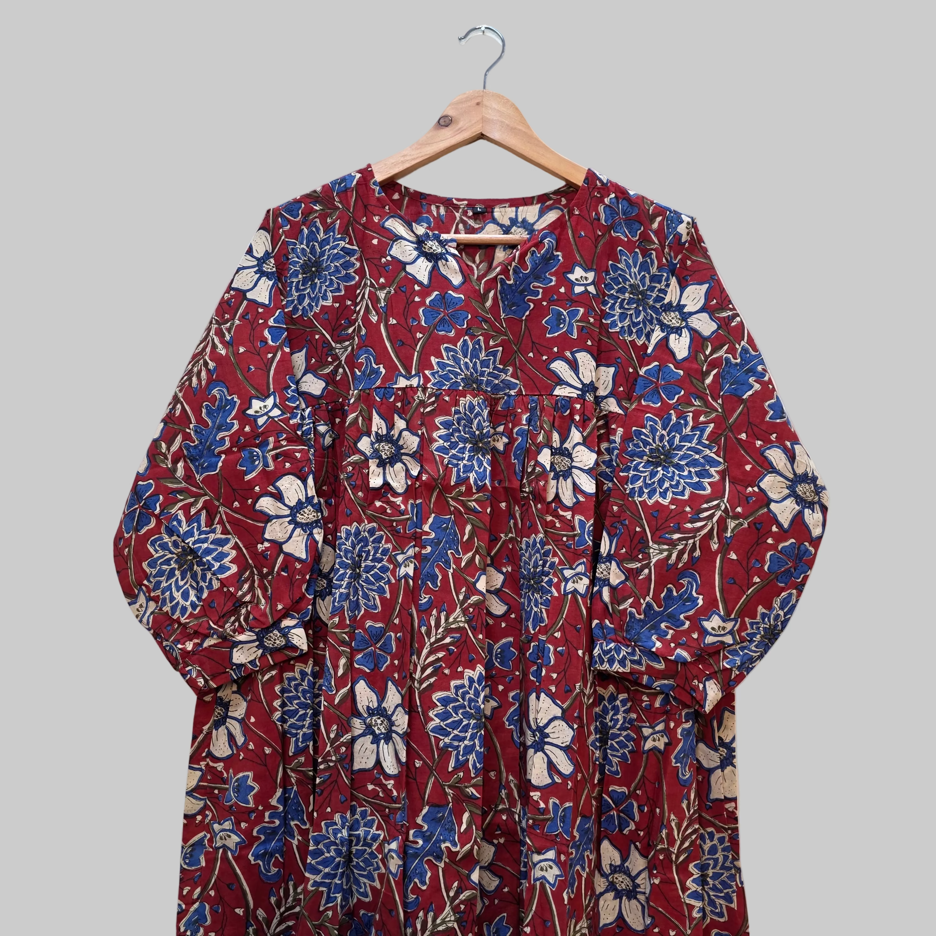 Handblock (Bagru print)Cotton Peplum dress