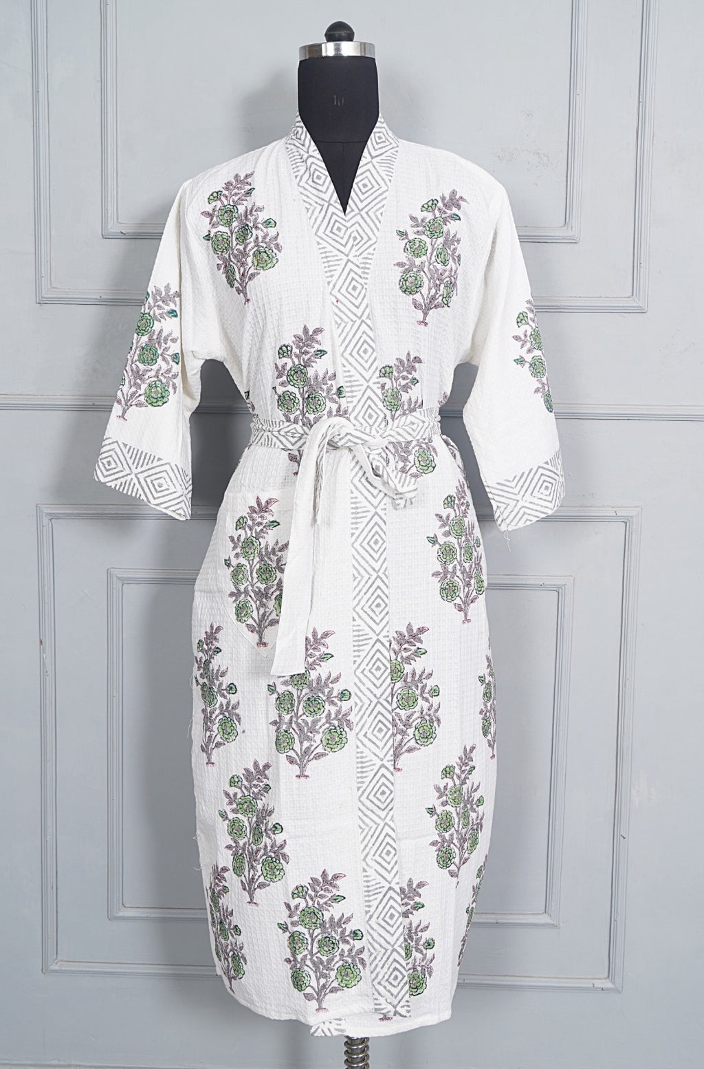Handblock printed Bathrobe