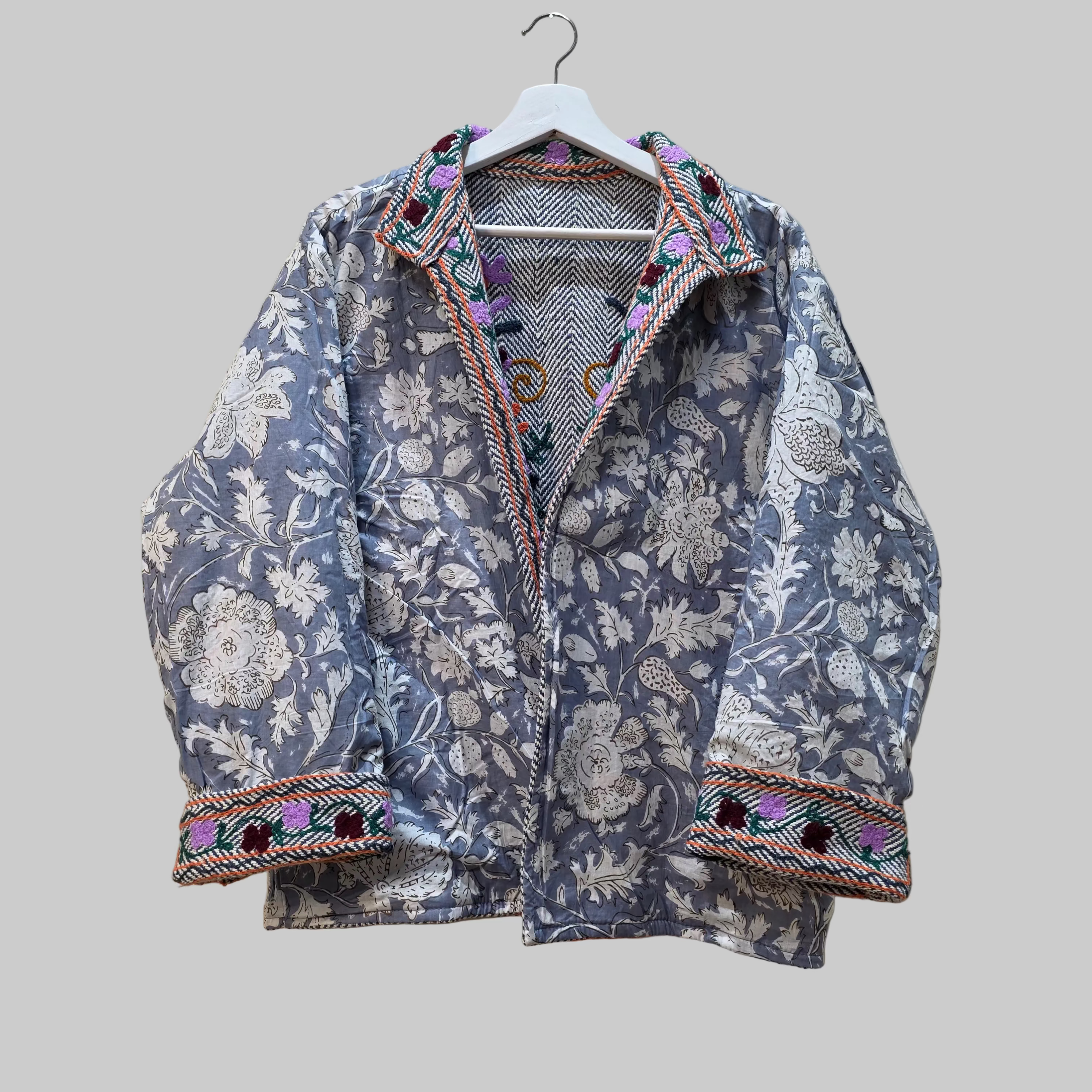 Flower thick Jute Suzani jacket