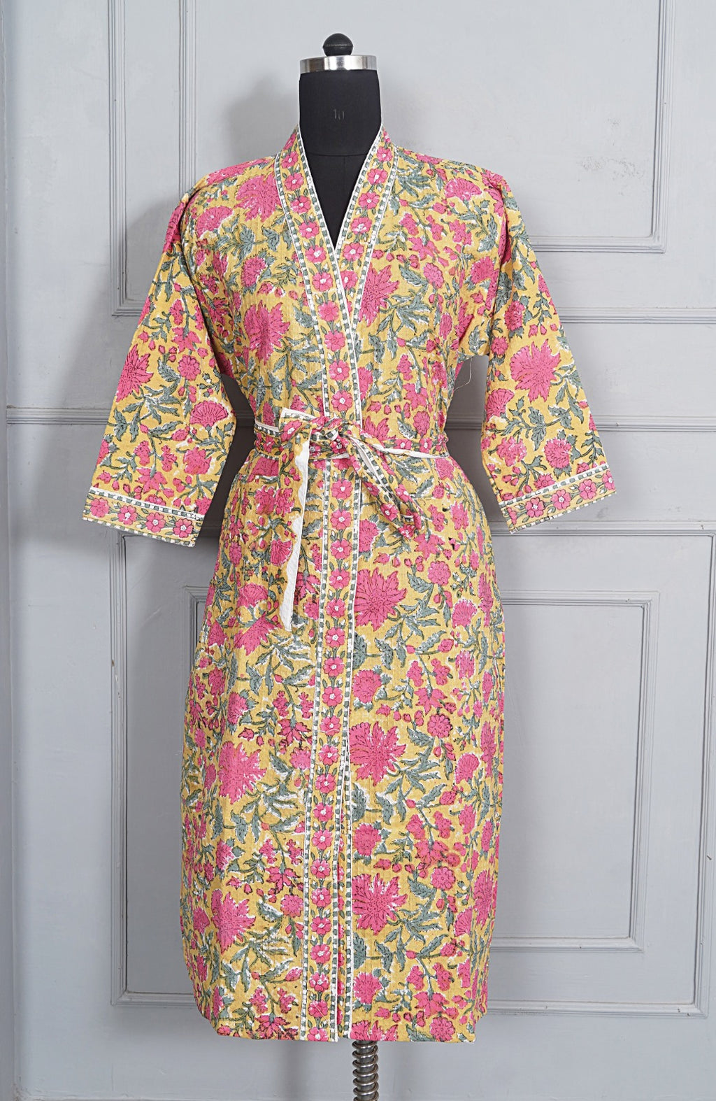 Handblock printed Bathrobe