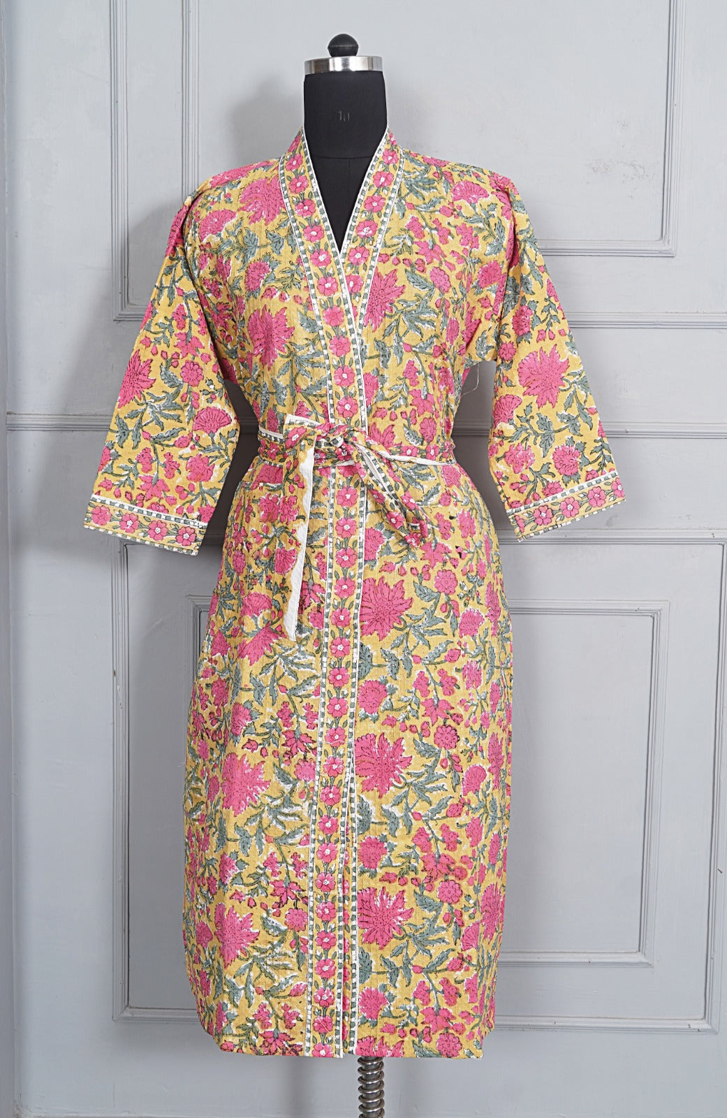 Handblock printed Bathrobe