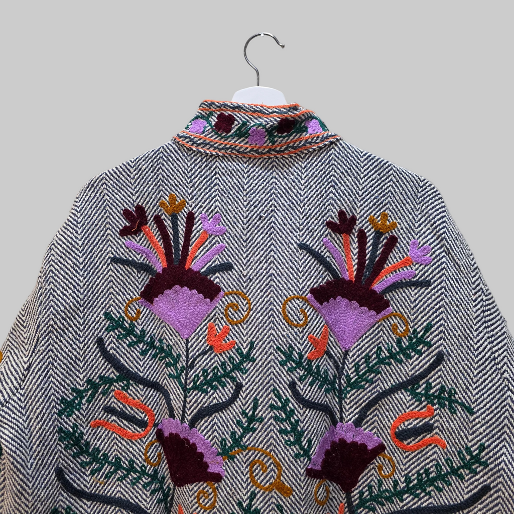Flower thick Jute Suzani jacket