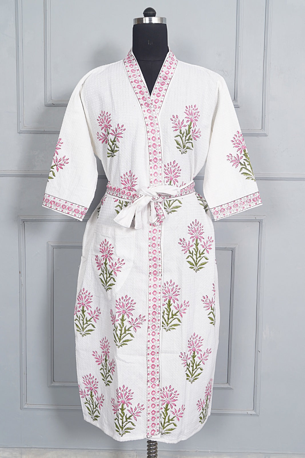 Handblock printed Bathrobe