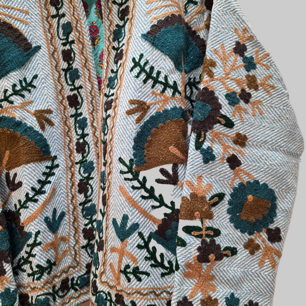 Flower thick Jute Suzani jacket