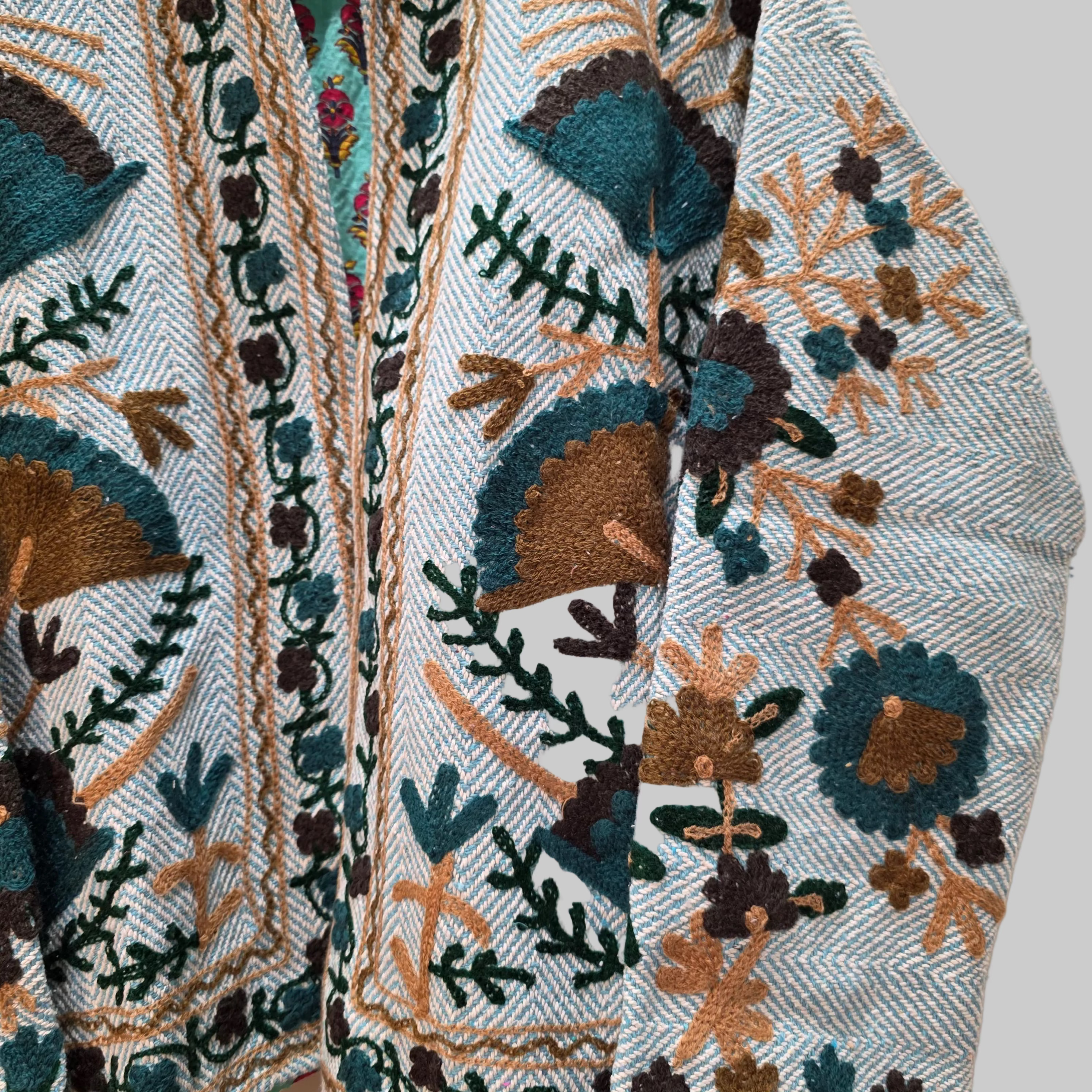 Flower thick Jute Suzani jacket