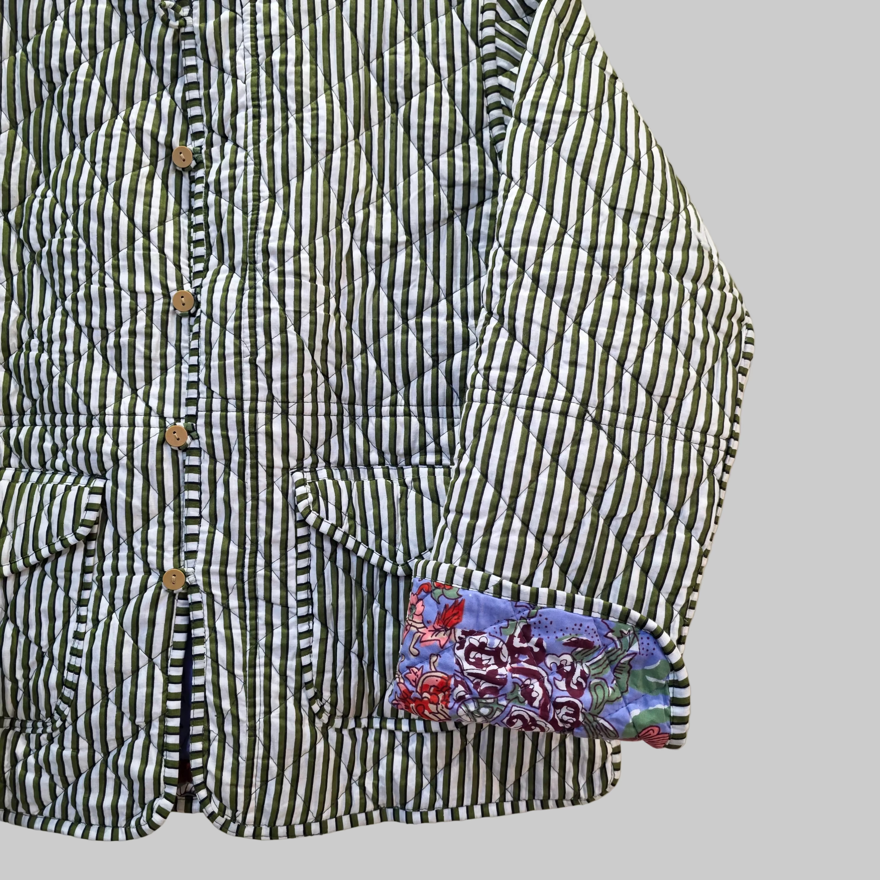 Handblock printed reversible jacket