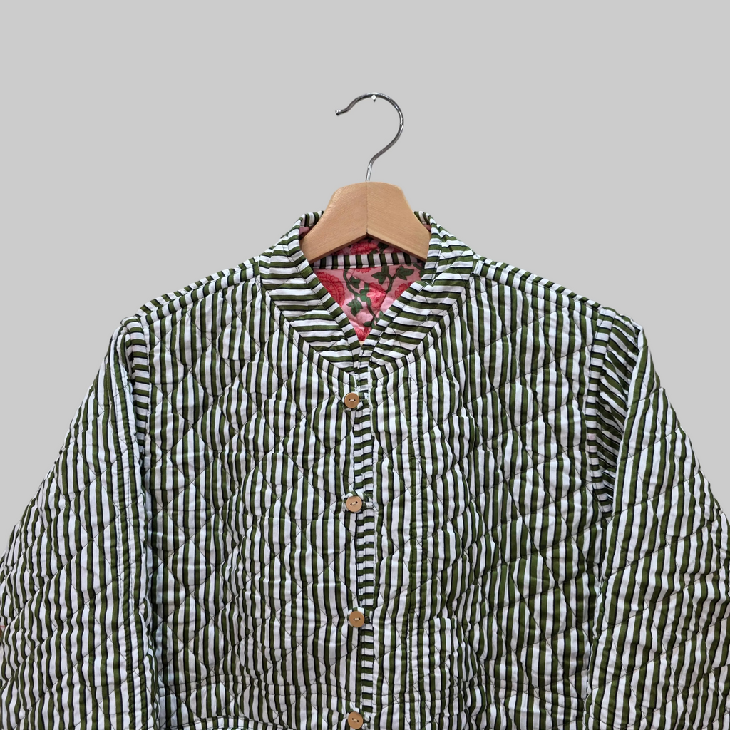 Handblock printed reversible jacket