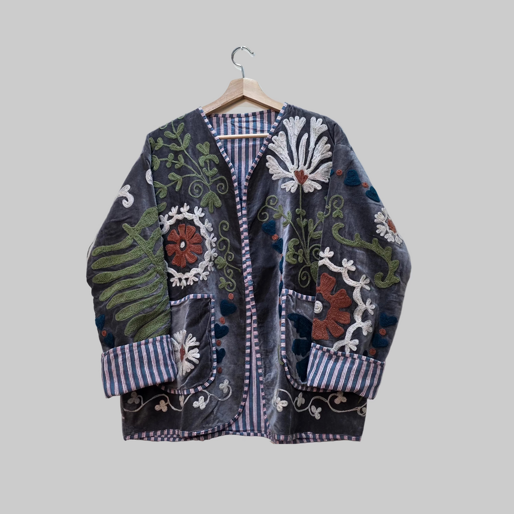 Dove Velvet Suzani jacket