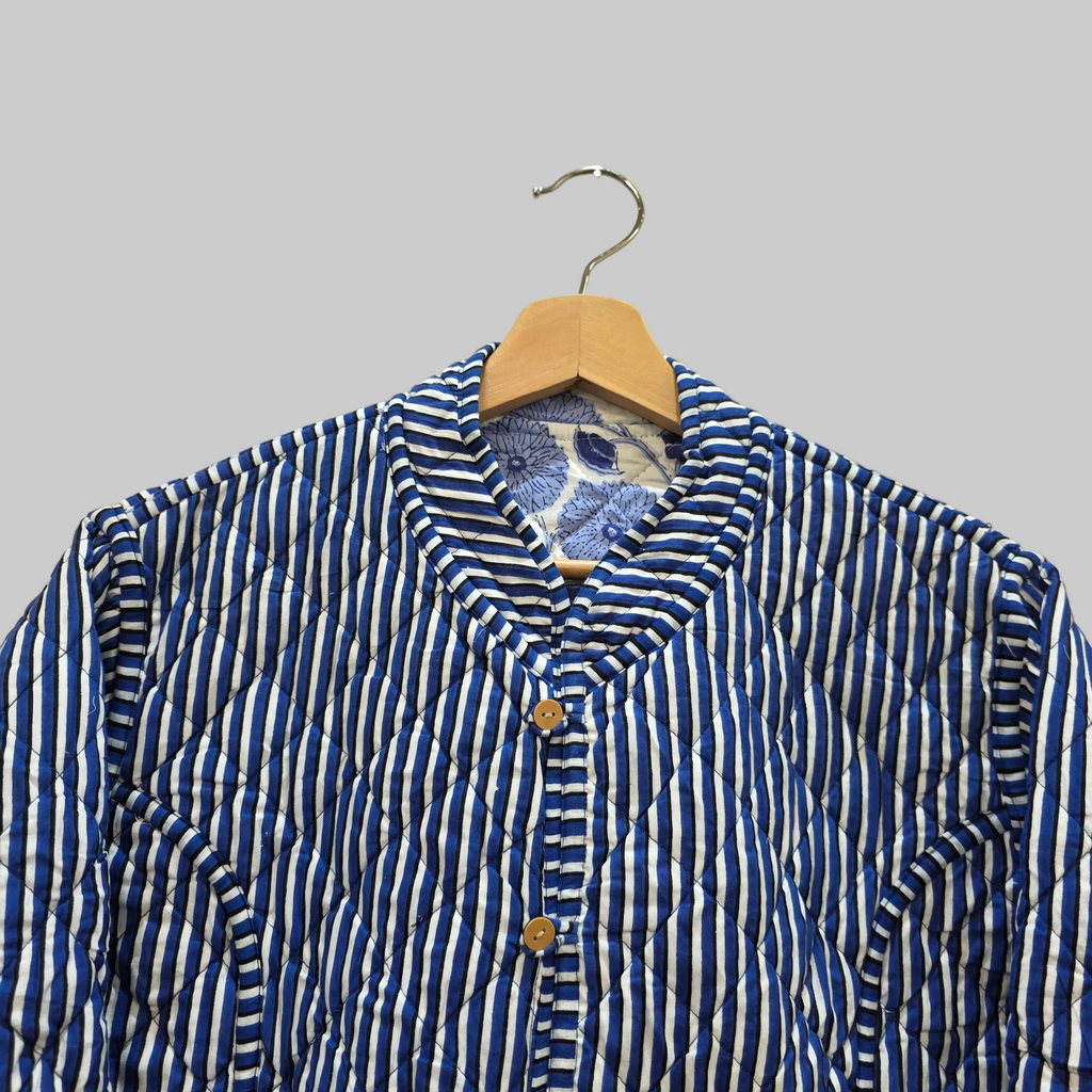 Handblock printed reversible jacket