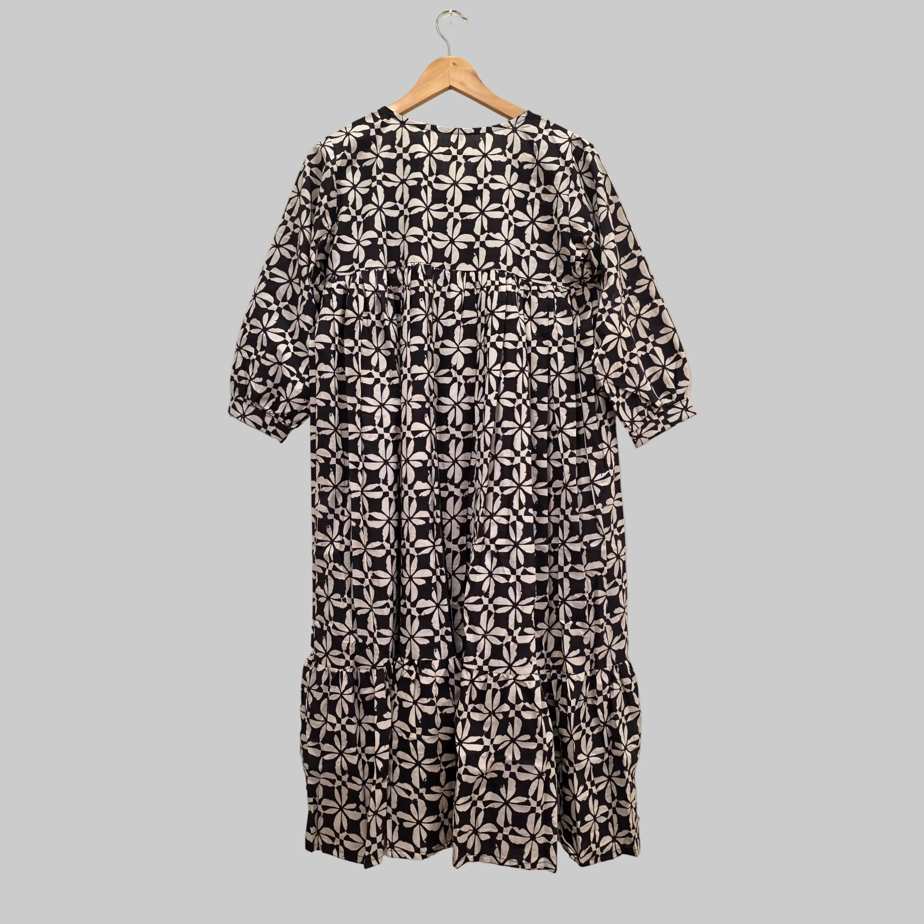 Handblock (Bagru print) Cotton Peplum dress