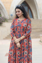 Handblock (Bagru print)Cotton Peplum dress
