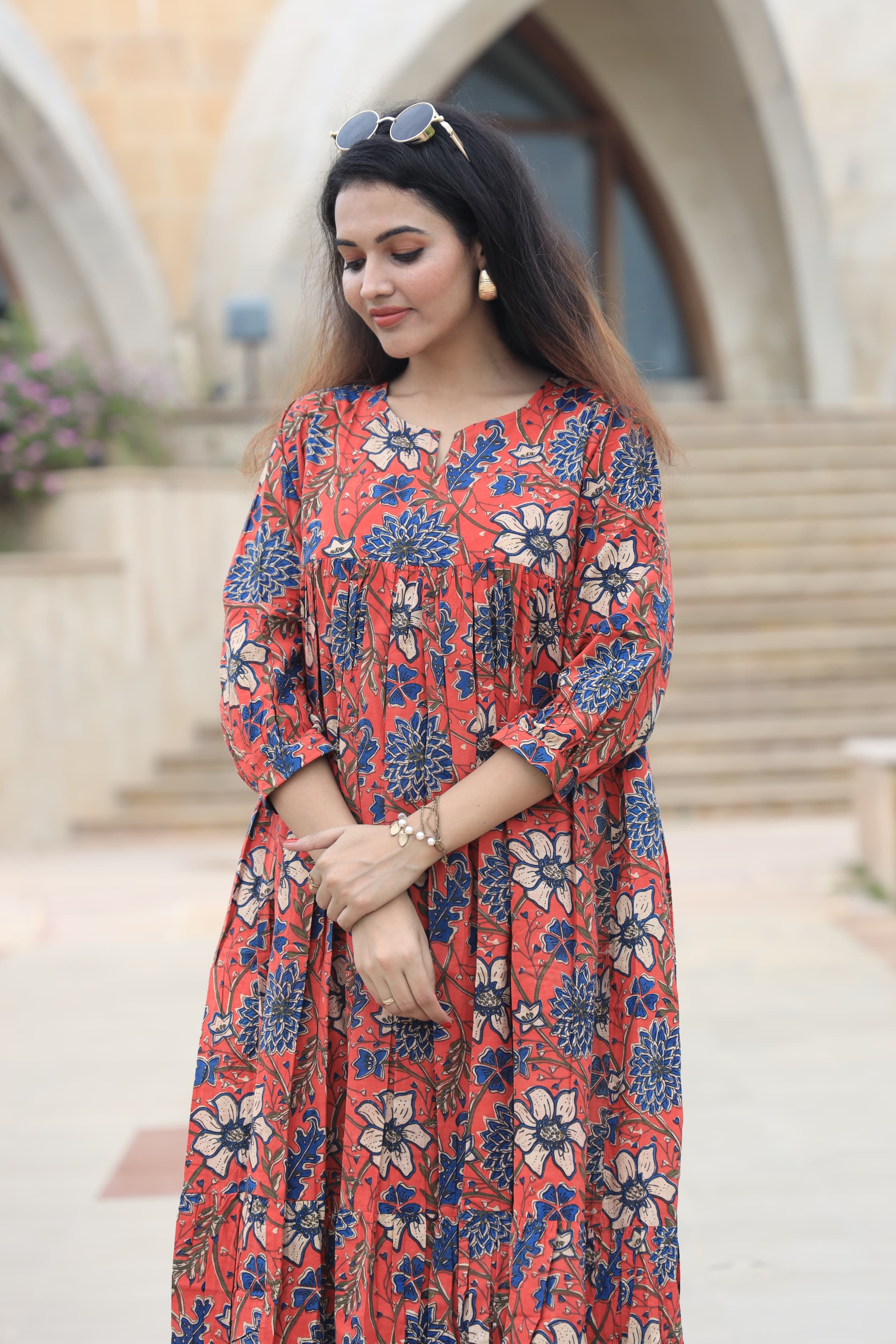 Handblock (Bagru print)Cotton Peplum dress