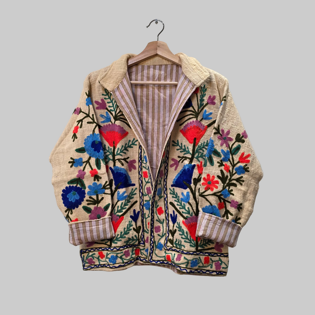 Flower Jute Suzani jacket