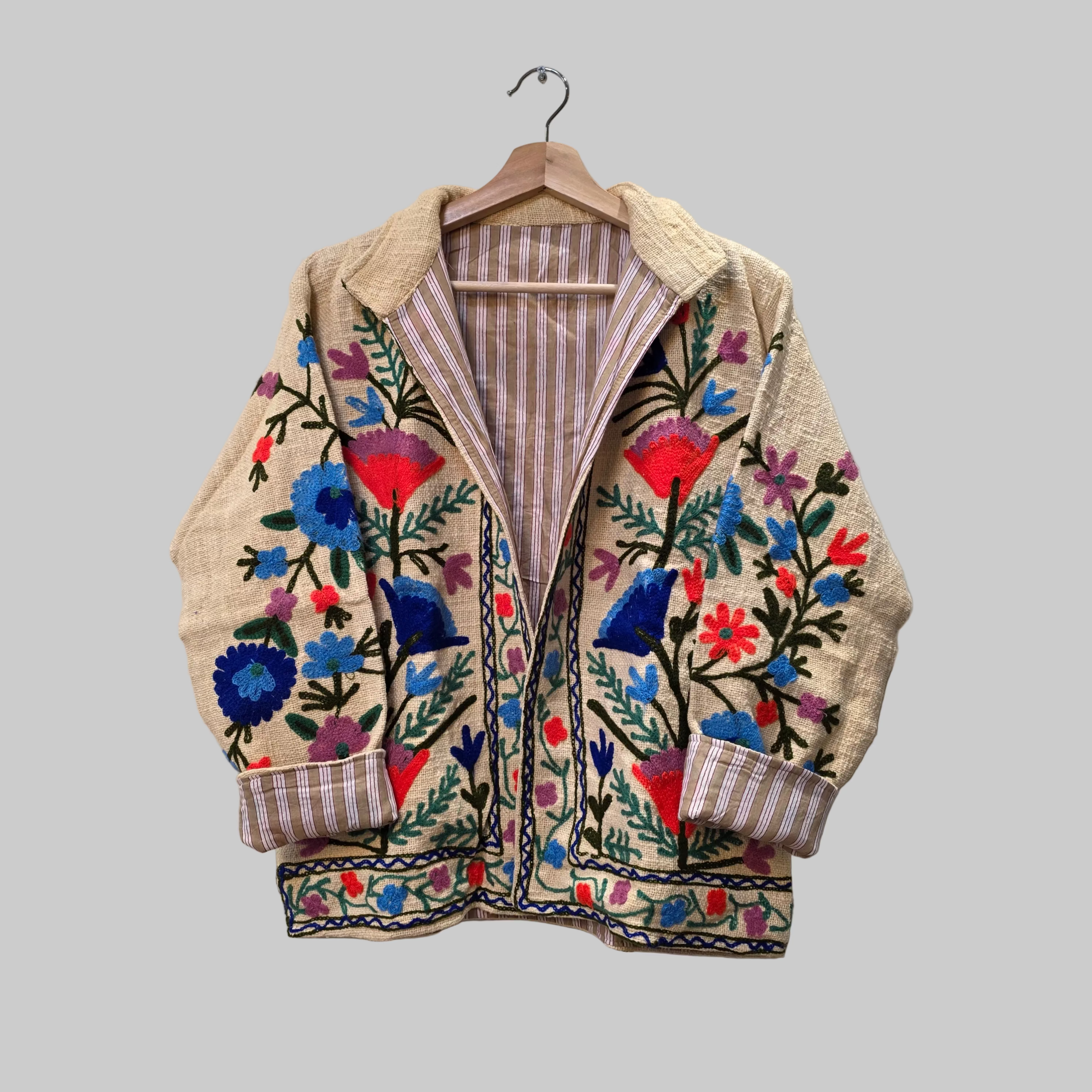 Flower Jute Suzani jacket