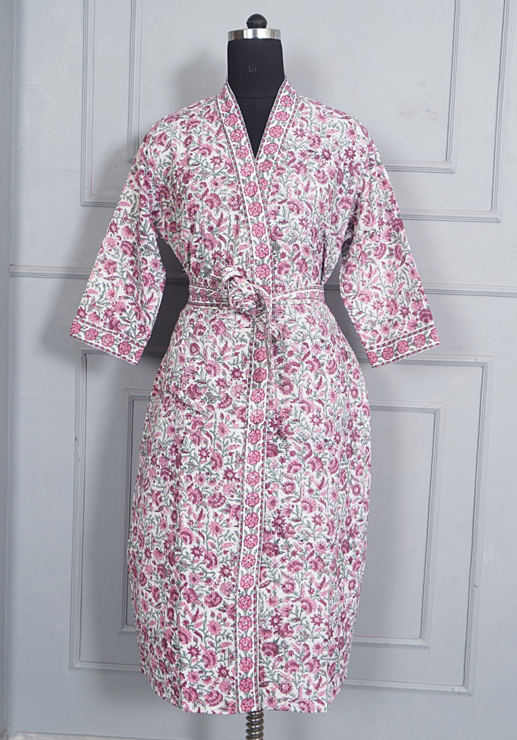Handblock printed Bathrobe
