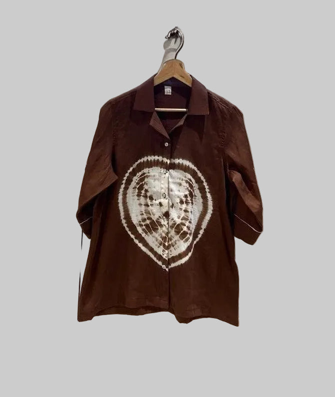 Brown Shibori blouse