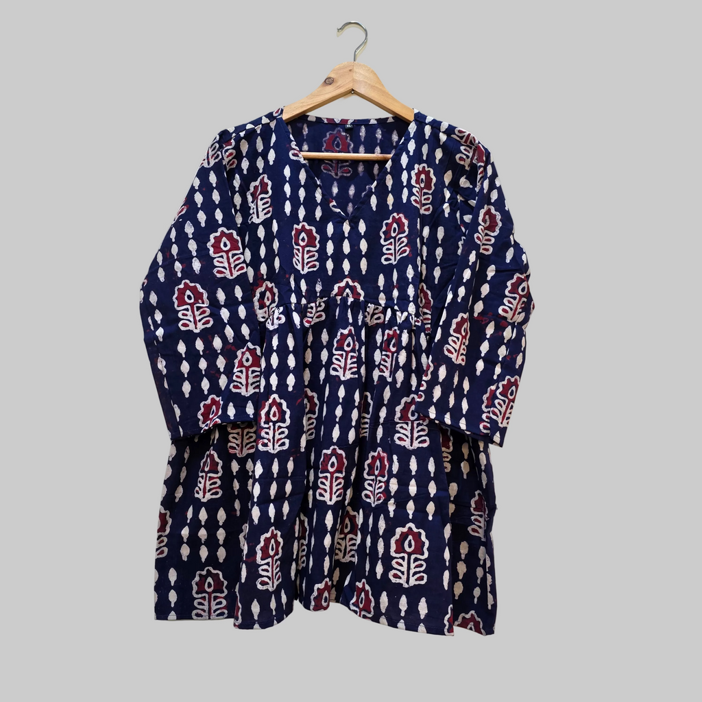Cotton handblock(Bagru print) peplum top