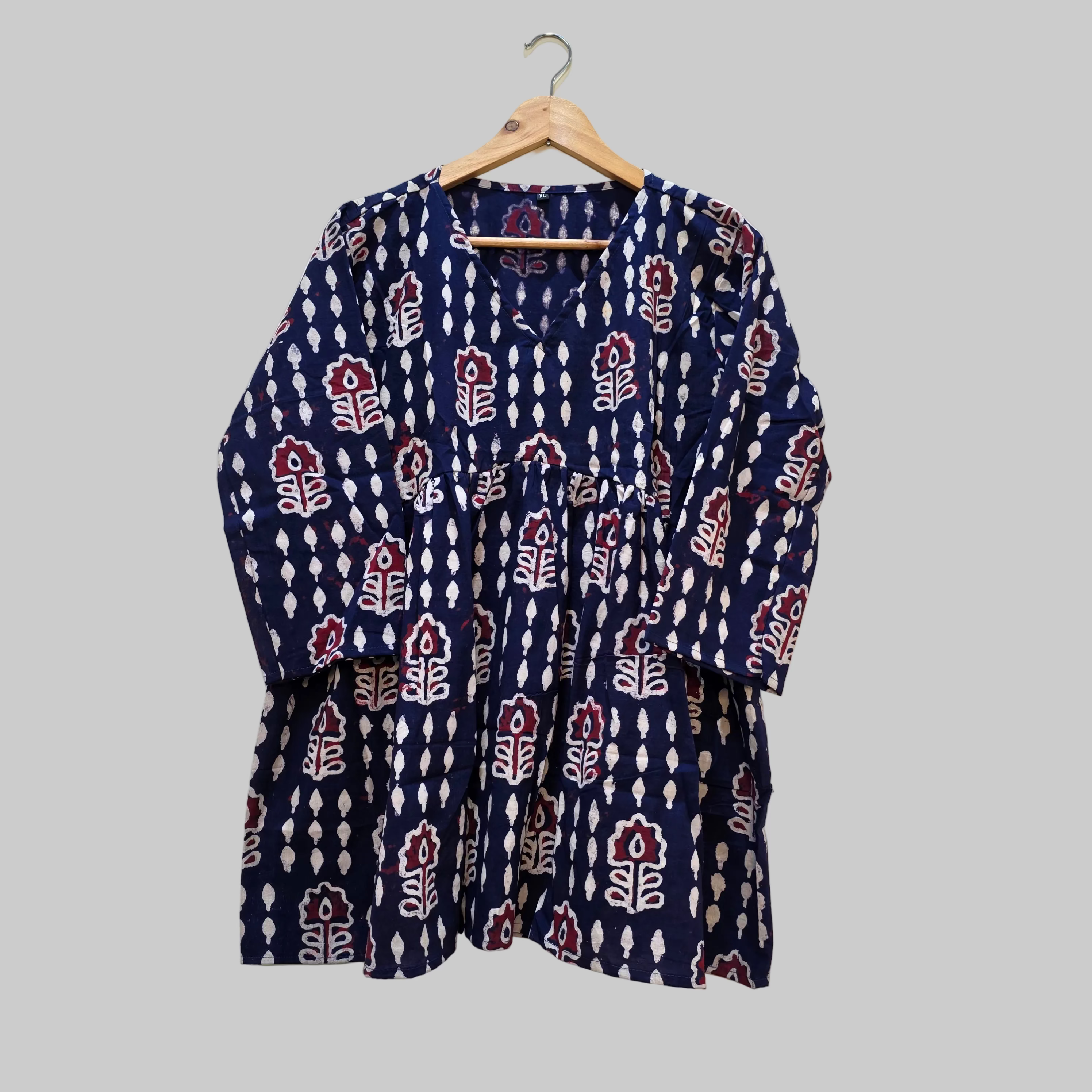 Cotton handblock(Bagru print) peplum top