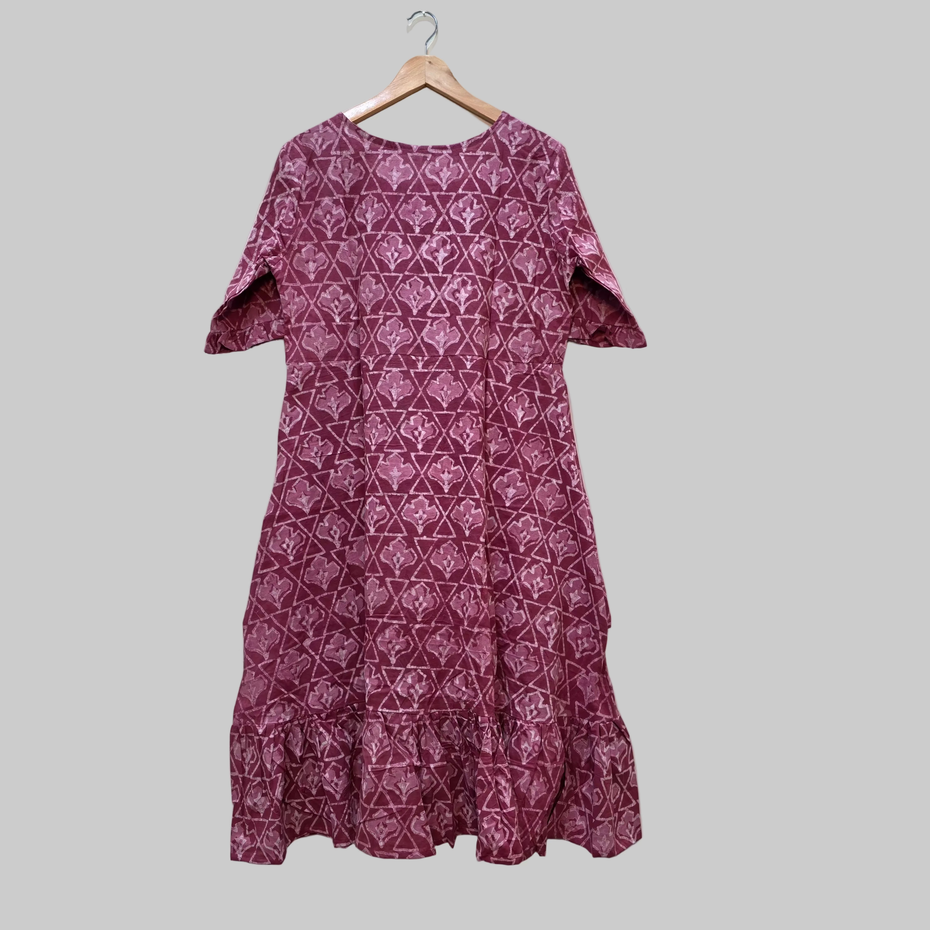 Handblock (Bagru print) Cotton frill dress