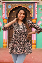 Cotton handblock(Bagru print) peplum top
