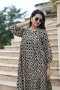 Handblock (Bagru print) Cotton Peplum dress