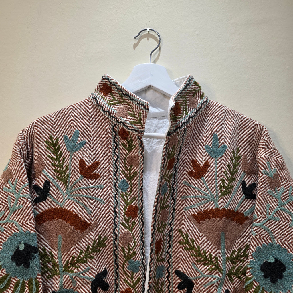 Flower thick Jute Suzani jacket