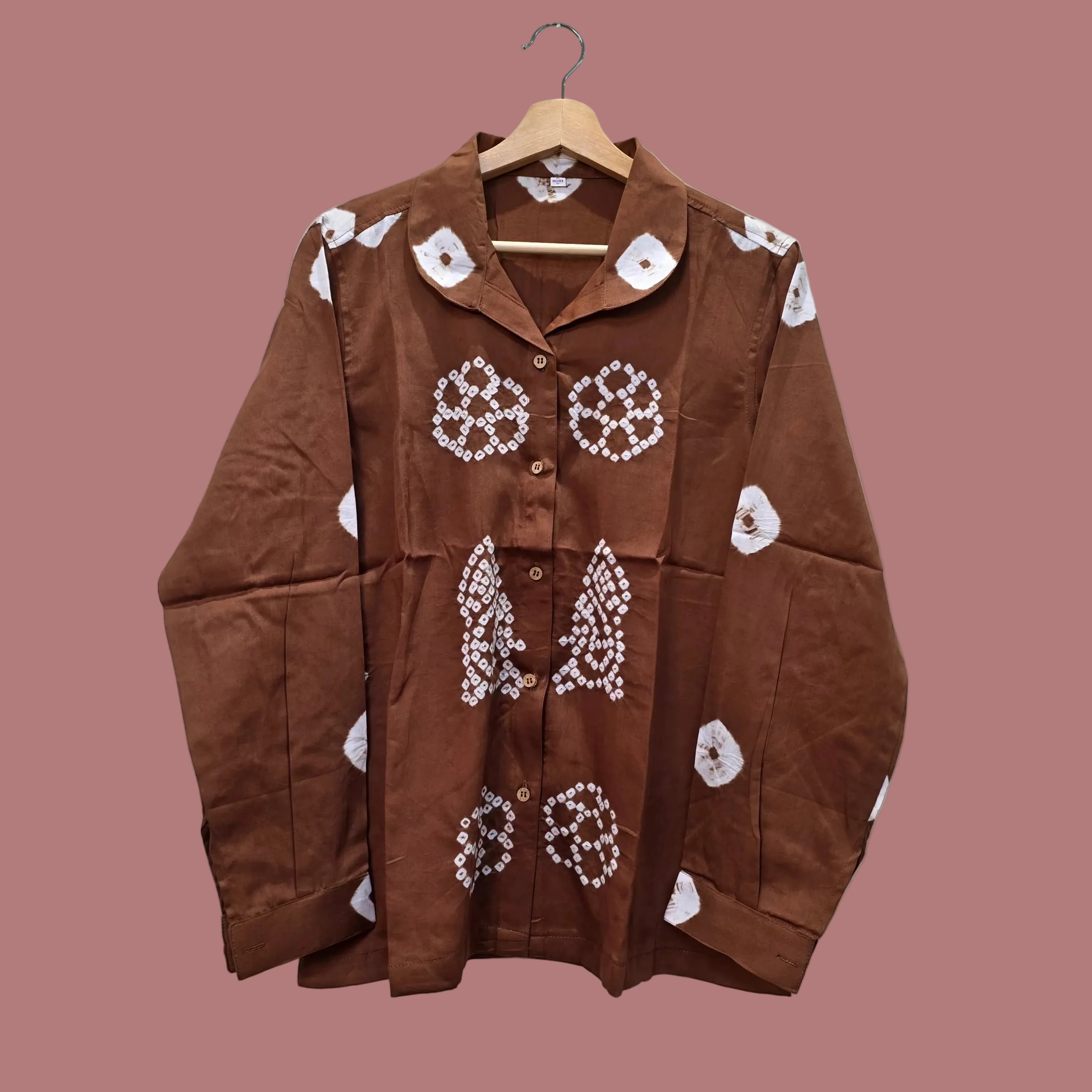 Brown Peacock Bandhani Shirt