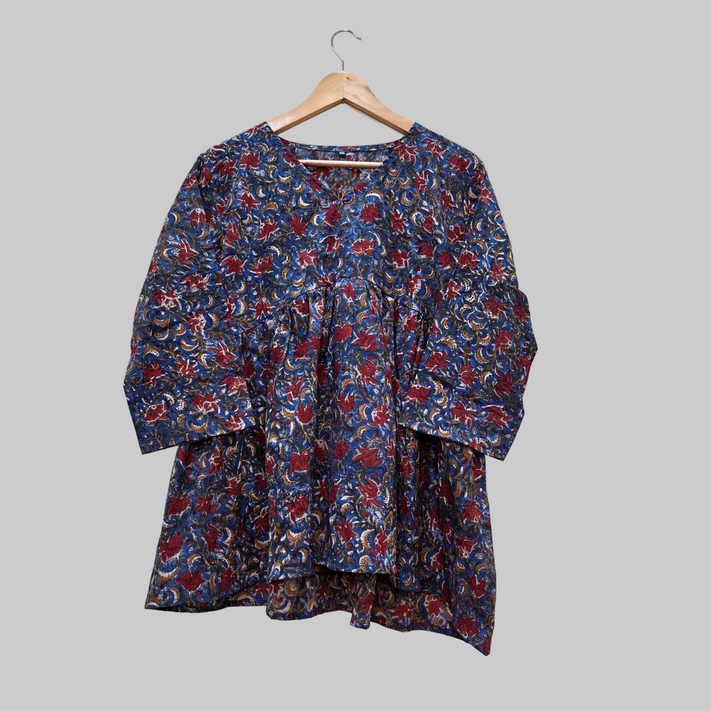 Cotton handblock(Bagru print) peplum top