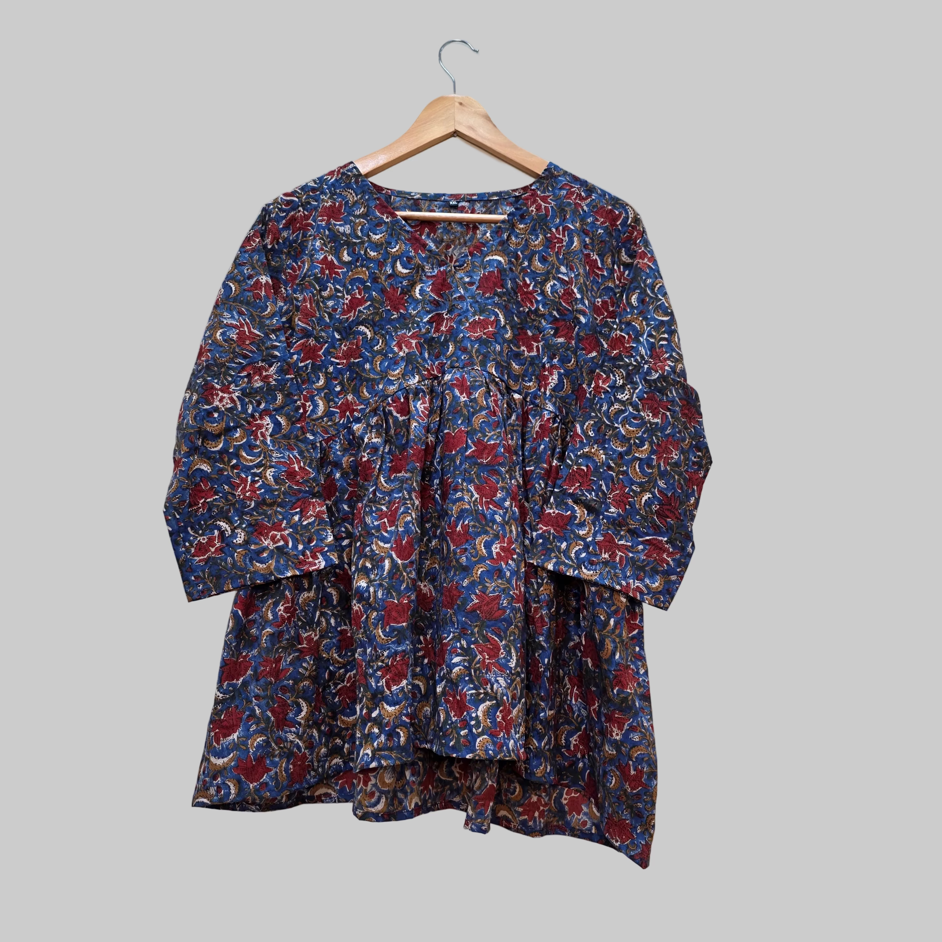 Cotton handblock(Bagru print) peplum top