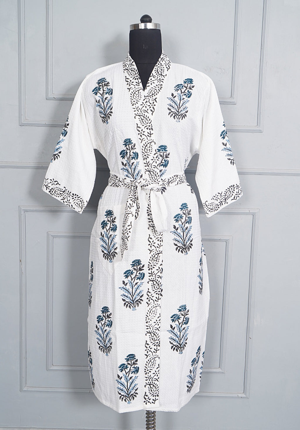 Handblock printed Bathrobe