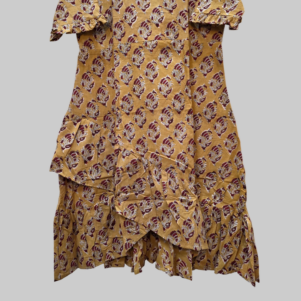 Handblock (Bagru print) Cotton frill dress