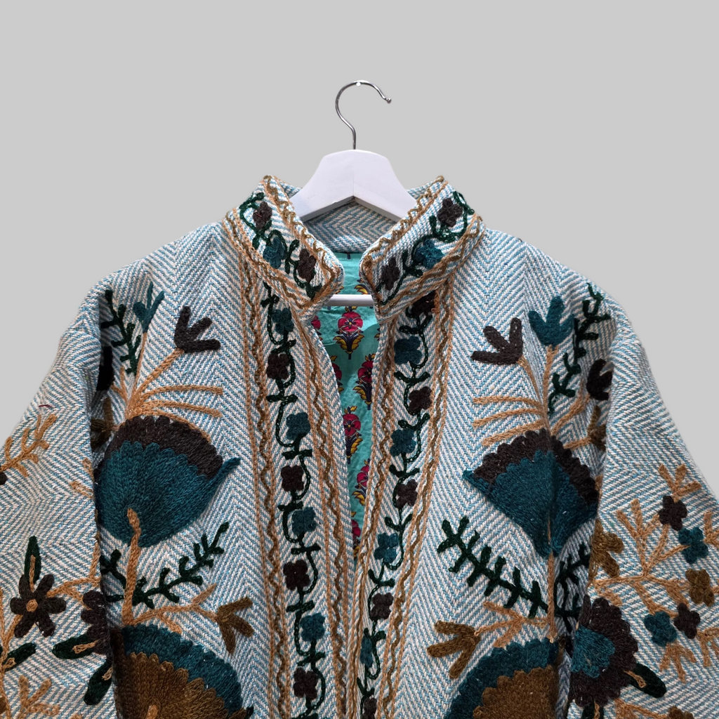 Flower thick Jute Suzani jacket