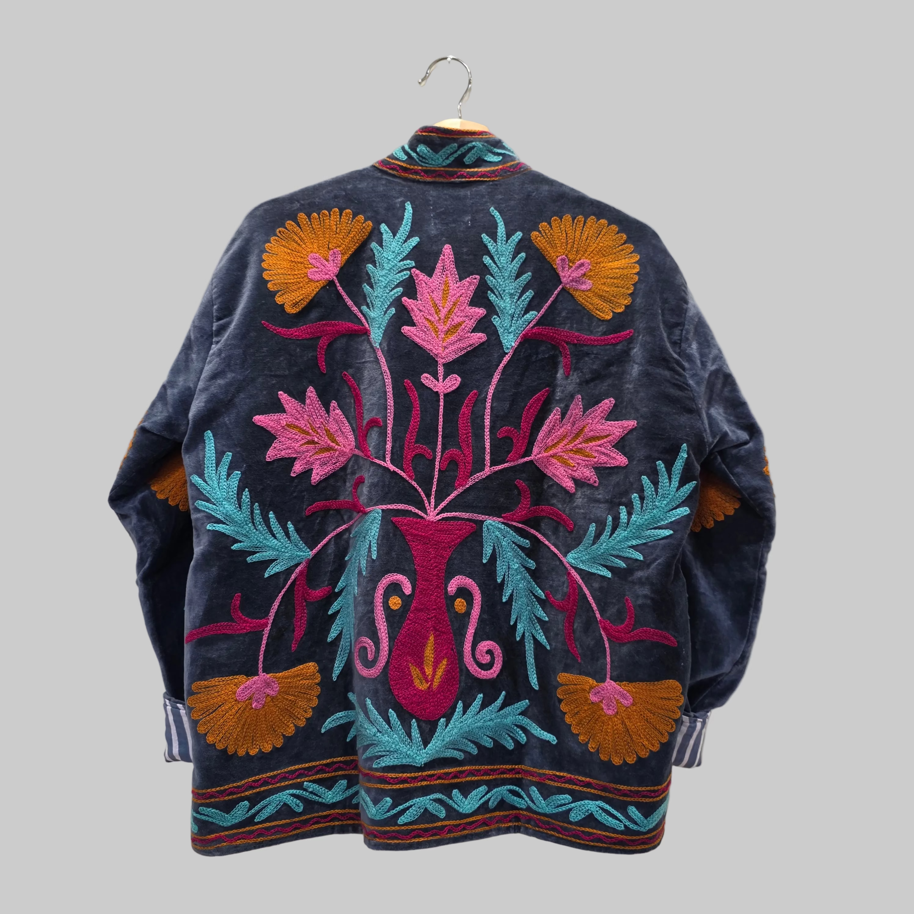 Wine n flowers Velvet Suzani jacket